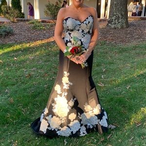 Black and white floral mother of the bride dress.